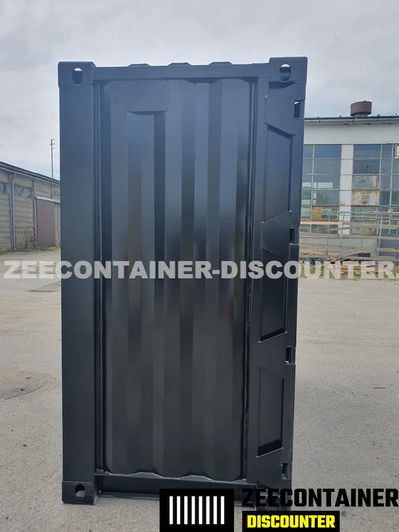 4ft opslagcontainer 1530kg Draagvermogen – RAL 9005 Gitzwart – Nieuw - Zeecontainer Discounter