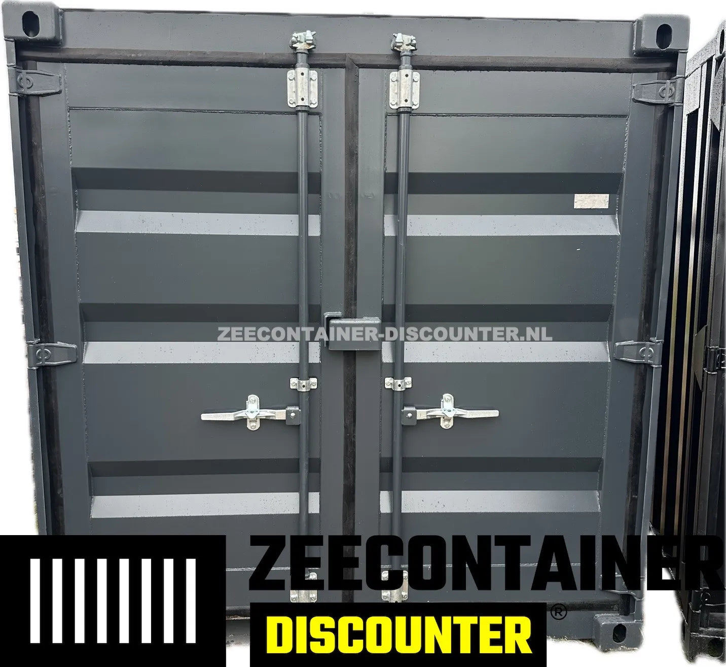 4ft opslagcontainer 1530kg Draagvermogen – RAL 7016 Antracietgrijs – Nieuw Zeecontainer Discounter