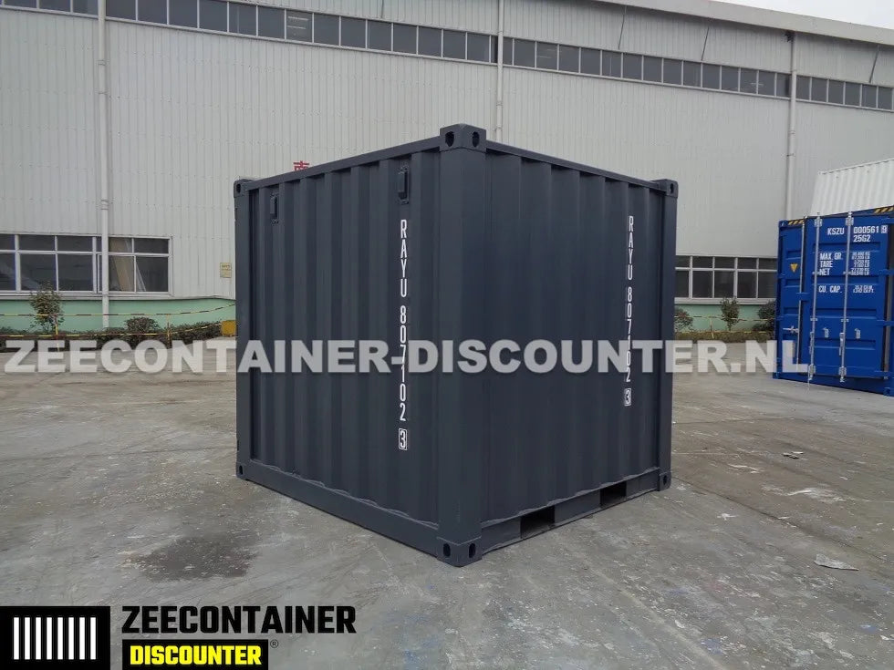 8ft Opslagcontainer 5100kg Draagvermogen met Slotkast – RAL 9005 – Nieuw - Zeecontainer Discounter