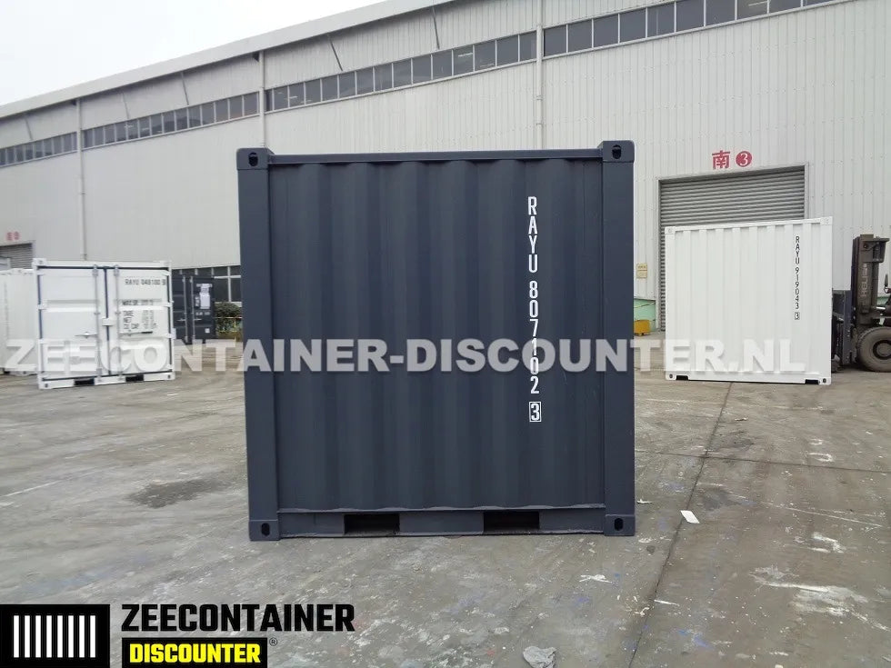8ft Opslagcontainer 5100kg Draagvermogen met Slotkast – RAL 9005 – Nieuw - Zeecontainer Discounter
