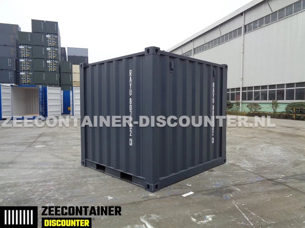8ft Opslagcontainer 5100kg Draagvermogen met Slotkast – RAL 9005 – Nieuw - Zeecontainer Discounter