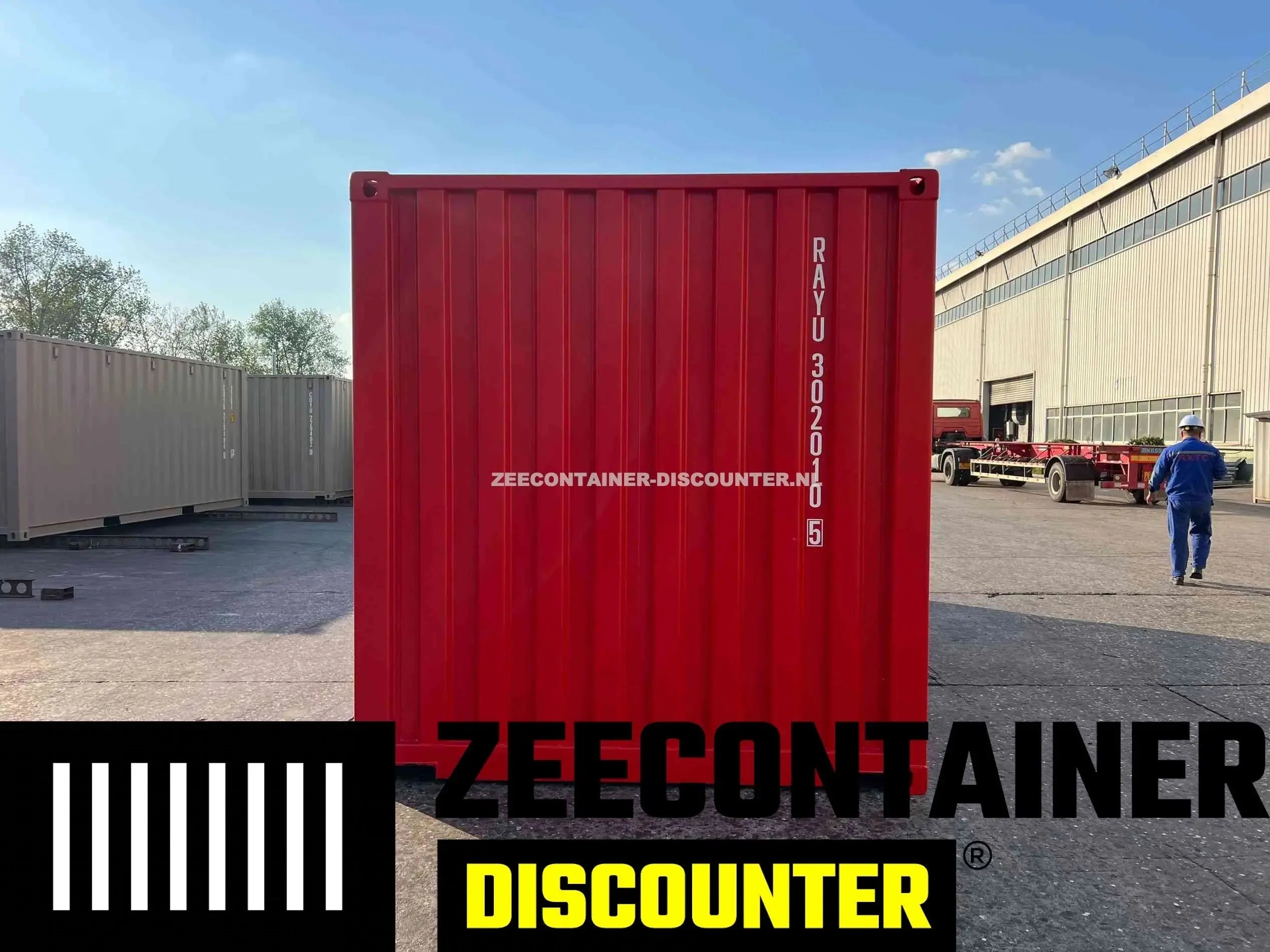 20ft Zeecontainer (Dry Van) – RAL 3020 Verkeersrood – Nieuw Zeecontainer Discounter