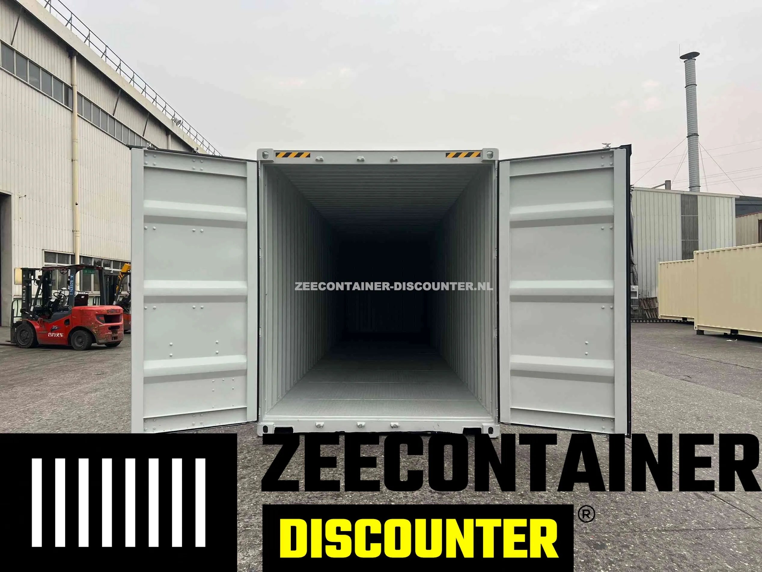 40ft High-Cube Stalen Vloer Zeecontainer – RAL 7035 Grijs – Nieuw (CSC) - Zeecontainer Discounter