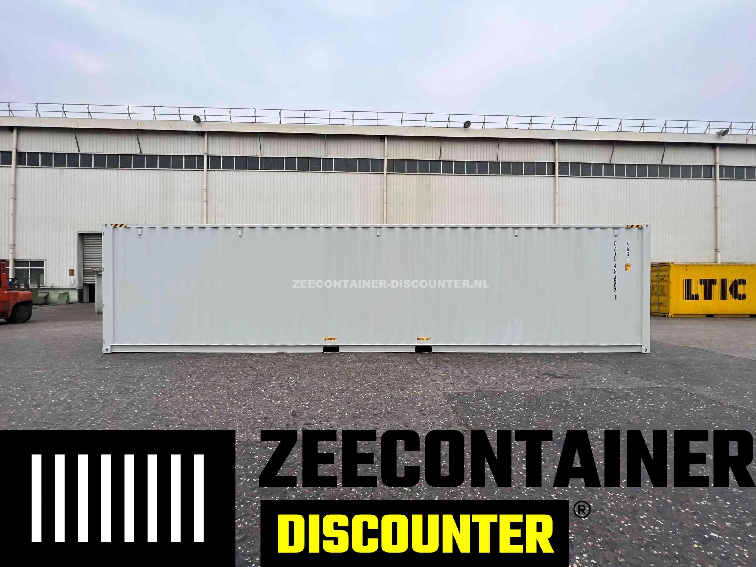 40ft High-Cube Stalen Vloer Zeecontainer – RAL 7035 Grijs – Nieuw (CSC) - Zeecontainer Discounter