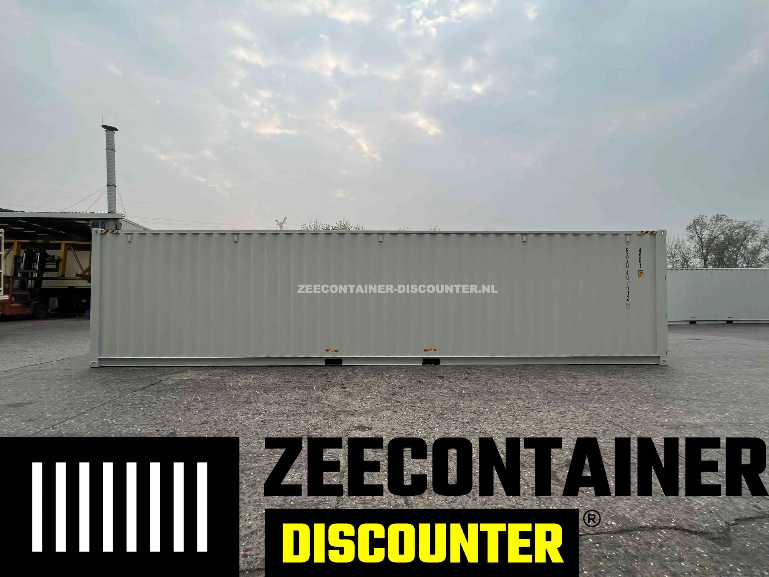 40ft High-Cube Stalen Vloer Zeecontainer – RAL 7035 Grijs – Nieuw (CSC) - Zeecontainer Discounter