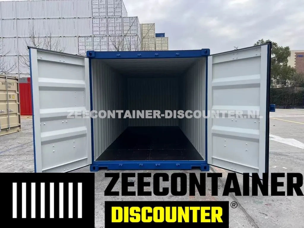 20ft Low-Cube Zeecontainer – RAL 5010 Blauw – Nieuw (CSC) Zeecontainer Discounter