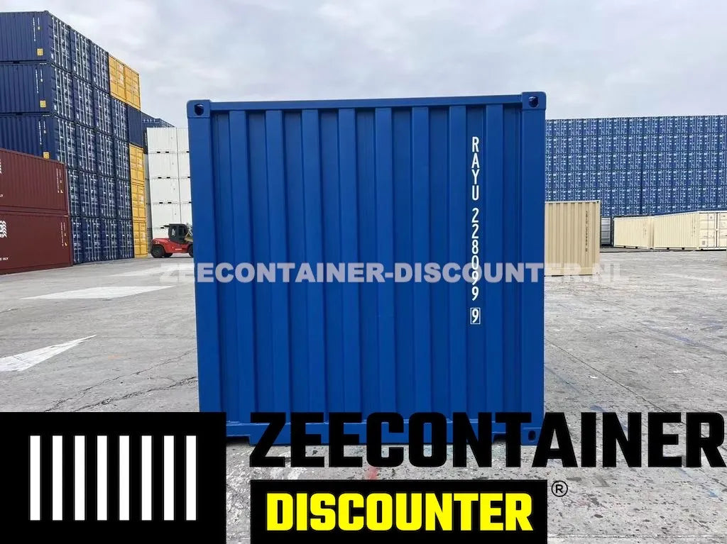 20ft Low-Cube Zeecontainer – RAL 5010 Blauw – Nieuw (CSC) Zeecontainer Discounter