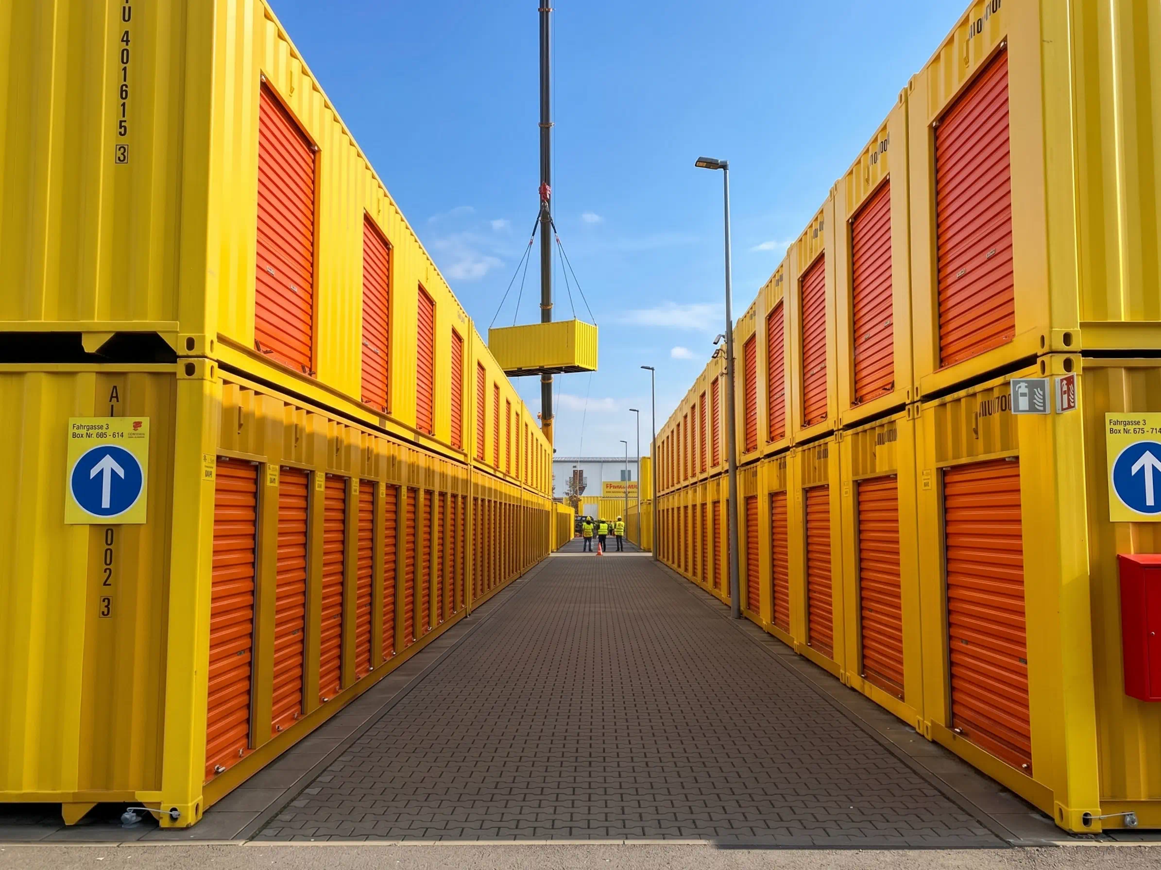 Größerer Self-Storage-Standort mit mehreren Containereinheiten