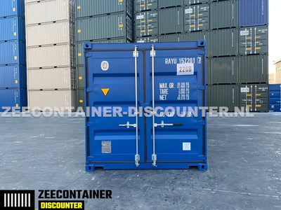 10ft Zeecontainer Dubbeldeurs (tunnel) – RAL 5010 Blauw – Nieuw (CSC) Zeecontainer Discounter
