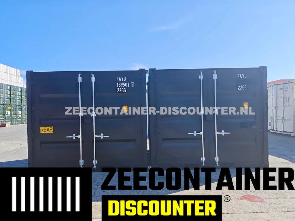 10ft Open Side Zeecontainer – RAL 9005 Gitzwart – Nieuw (CSC) Zeecontainer Discounter