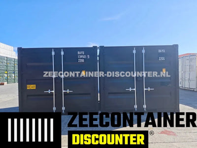 10ft Open Side Zeecontainer – RAL 9005 Gitzwart – Nieuw (CSC) Zeecontainer Discounter