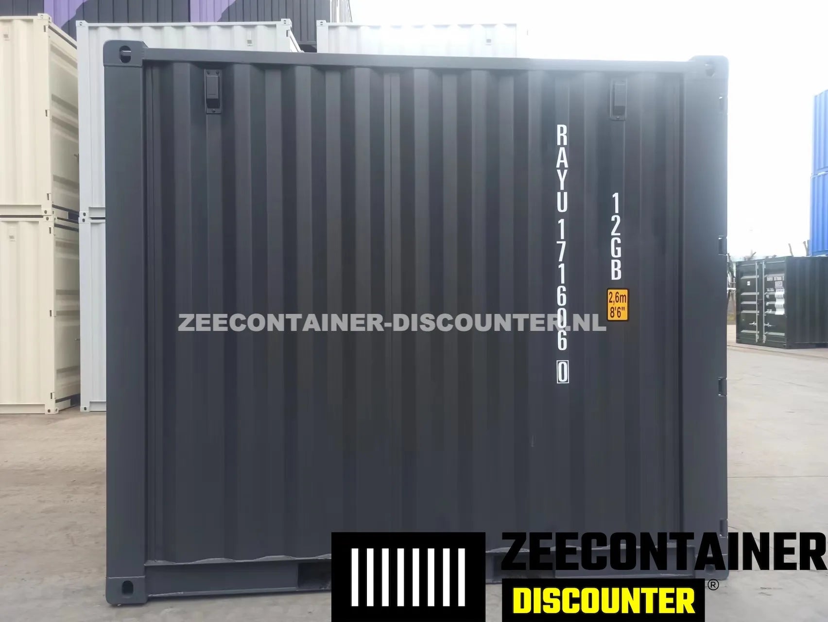 10ft Zeecontainer (Dry Van) – RAL 7016 Antracietgrijs – Nieuw (CSC) Zeecontainer Discounter