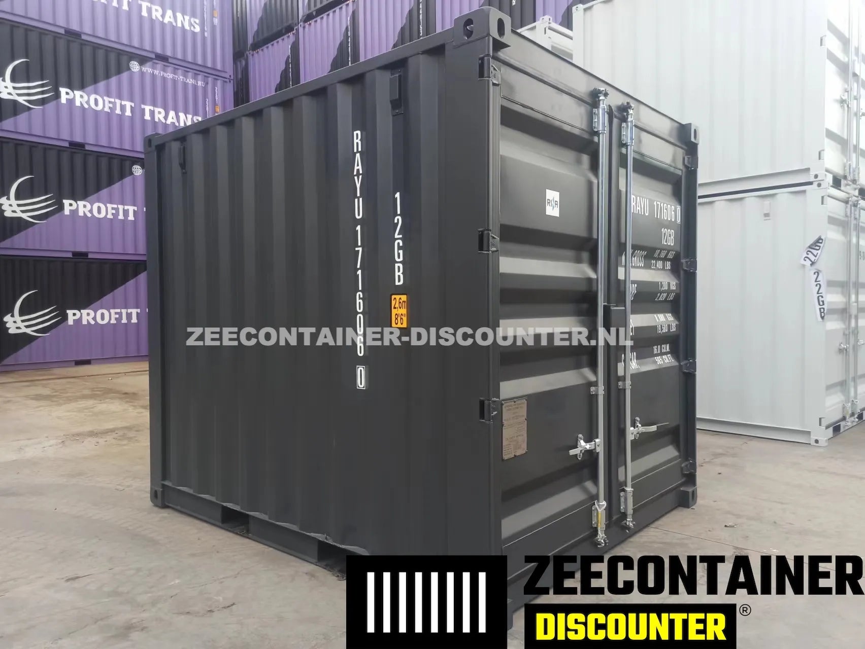 10ft Zeecontainer (Dry Van) – RAL 7016 Antracietgrijs – Nieuw (CSC) Zeecontainer Discounter