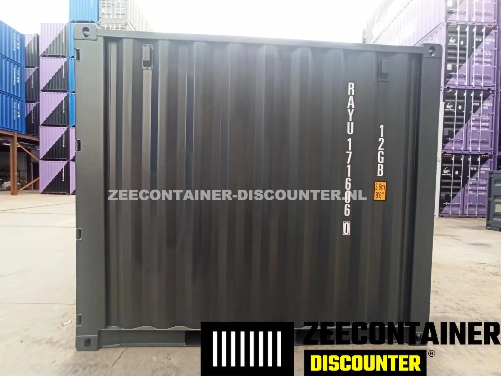 10ft Zeecontainer (Dry Van) – RAL 7016 Antracietgrijs – Nieuw (CSC) Zeecontainer Discounter