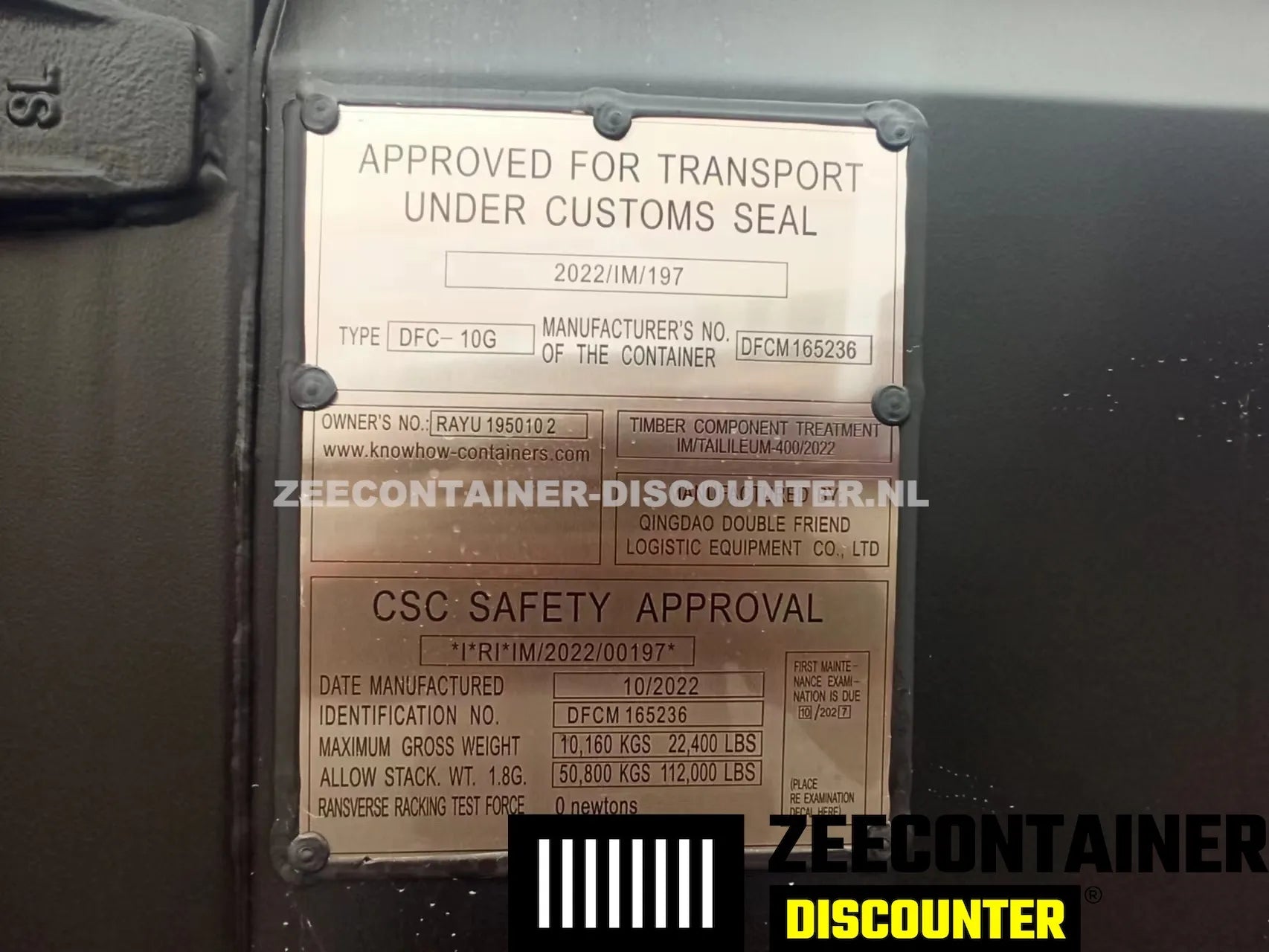 10ft Zeecontainer (Dry Van) – RAL 9005 Zwart – Nieuw (CSC) Zeecontainer Discounter