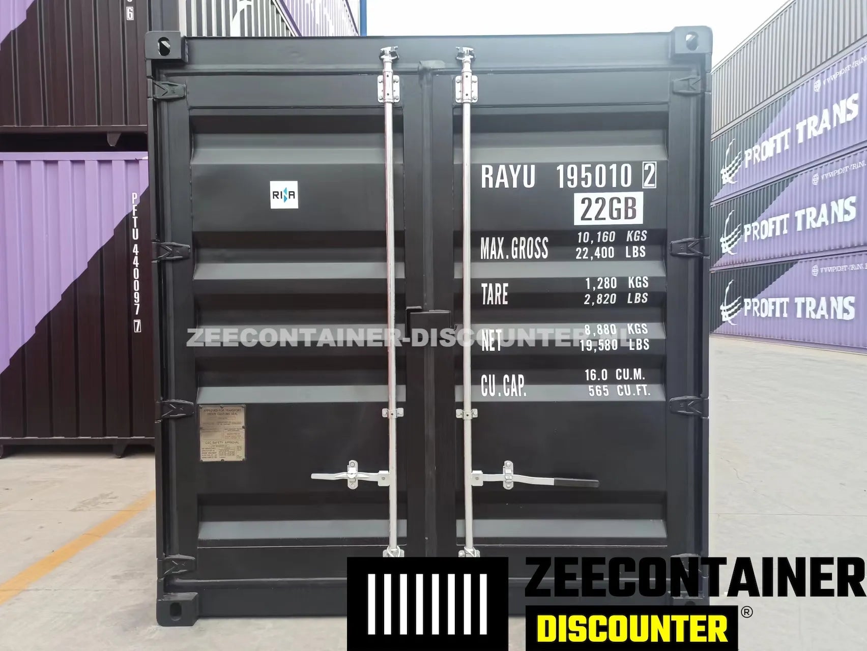 10ft Zeecontainer (Dry Van) – RAL 9005 Zwart – Nieuw (CSC) Zeecontainer Discounter
