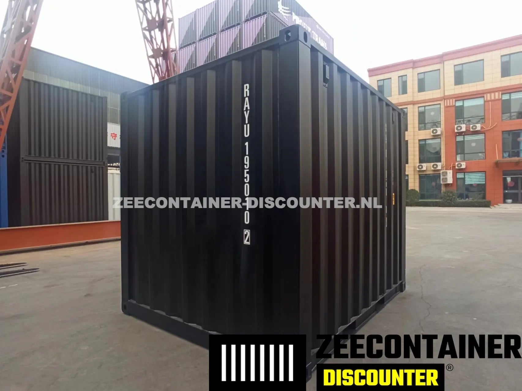 10ft Zeecontainer (Dry Van) – RAL 9005 Zwart – Nieuw (CSC) Zeecontainer Discounter