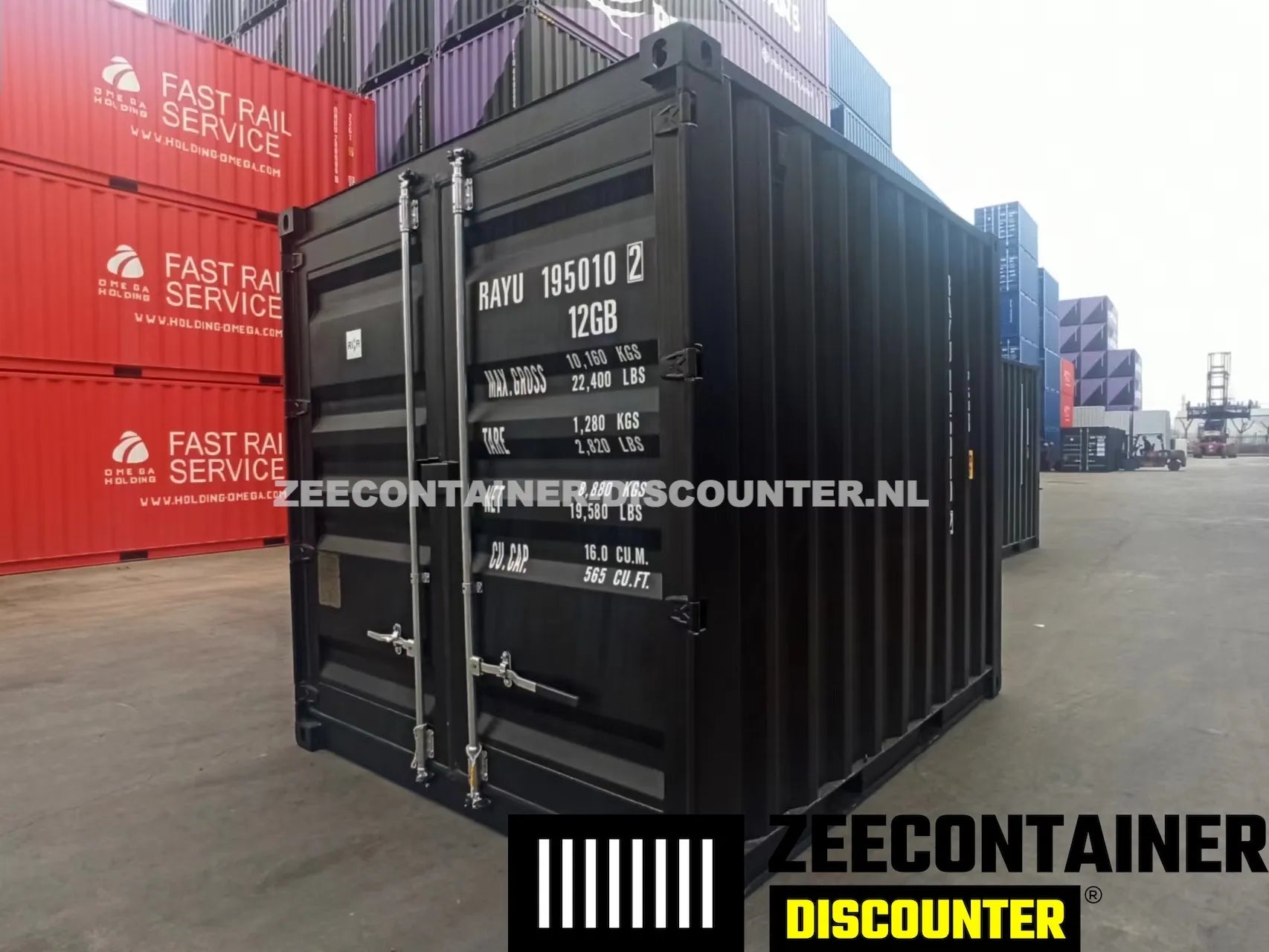 10ft Zeecontainer (Dry Van) – RAL 9005 Zwart – Nieuw (CSC) Zeecontainer Discounter