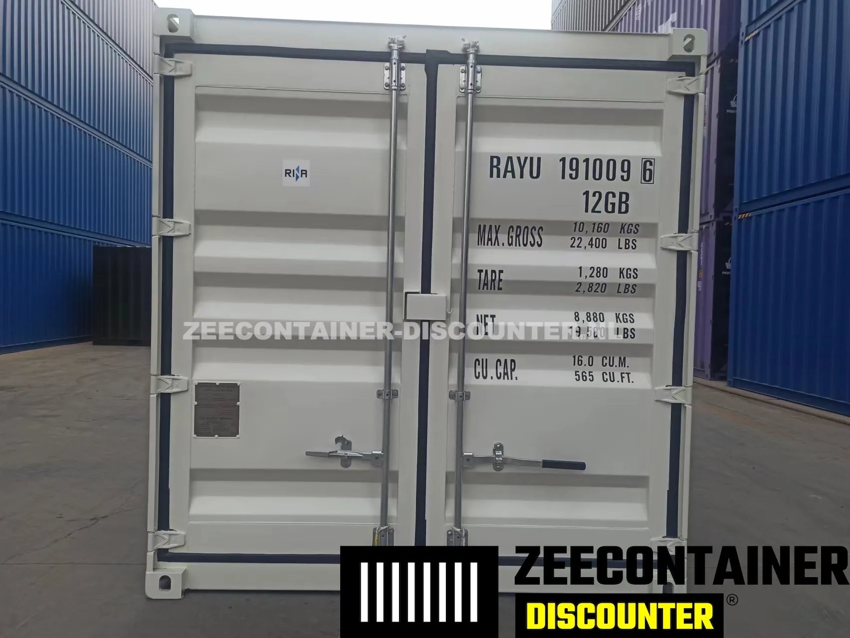 10ft Zeecontainer (Dry Van) – RAL 9010 Wit – Nieuw (CSC) Zeecontainer Discounter