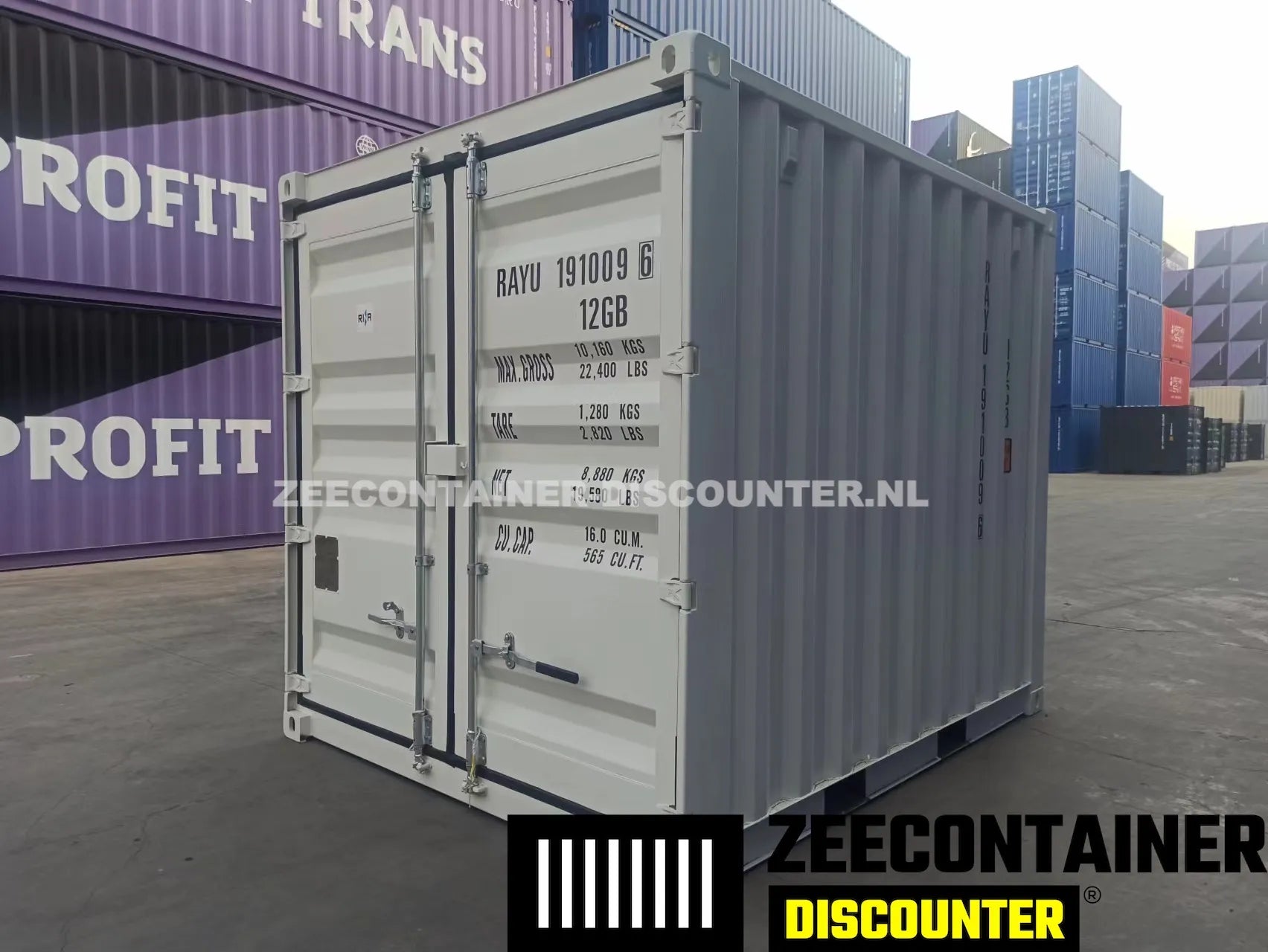 10ft Zeecontainer (Dry Van) – RAL 9010 Wit – Nieuw (CSC) Zeecontainer Discounter