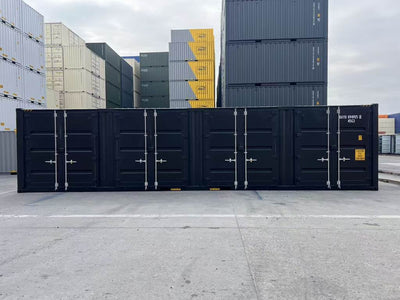 40ft High-Cube met 4 Zijdeuren – Zeecontainer RAL 9005 – Nieuw (CSC) Zeecontainer Discounter
