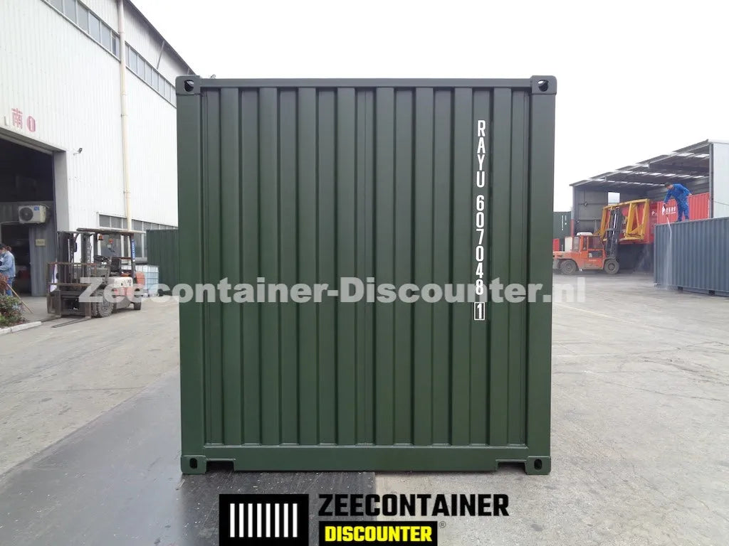 20ft Zeecontainer (Dry Van) – RAL 6007 Flessengroen – Nieuw Zeecontainer Discounter