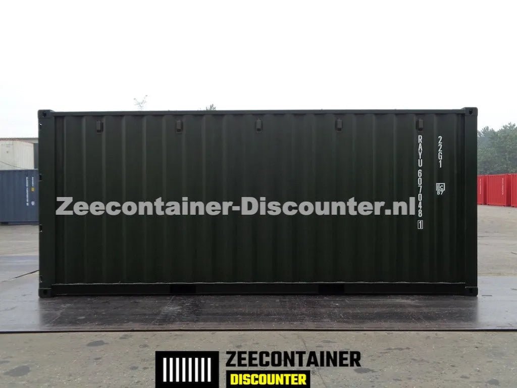 20ft Zeecontainer (Dry Van) – RAL 6007 Flessengroen – Nieuw Zeecontainer Discounter