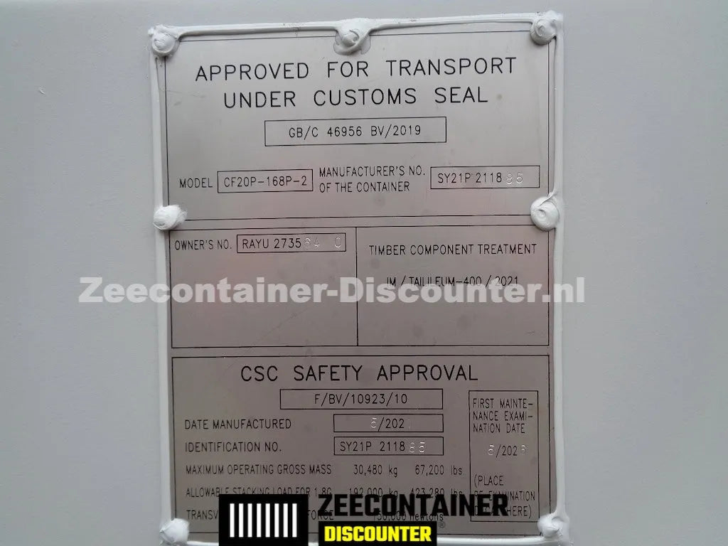 20ft Zeecontainer (Dry Van) – RAL 7035 Lichtgrijs – Nieuw Zeecontainer Discounter