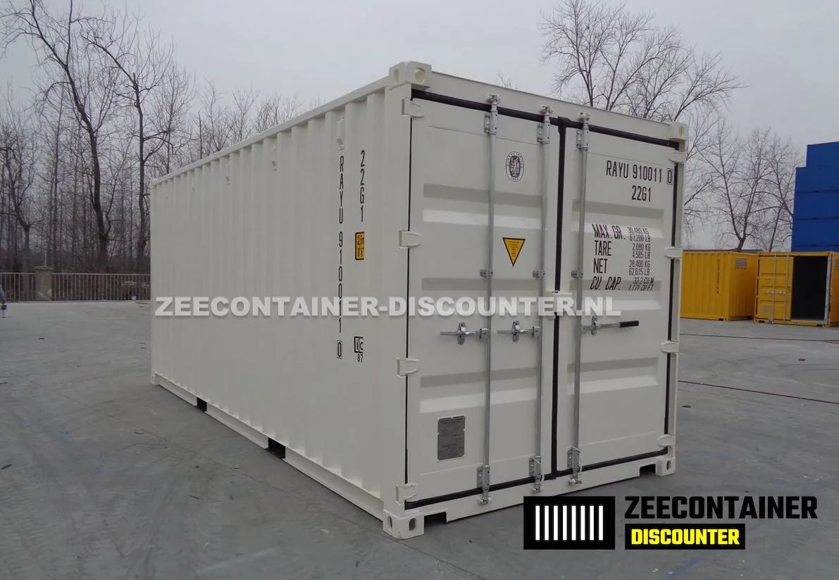 20ft Zeecontainer (Dry Van) – RAL 9010 Zuiver wit – Nieuw Zeecontainer Discounter