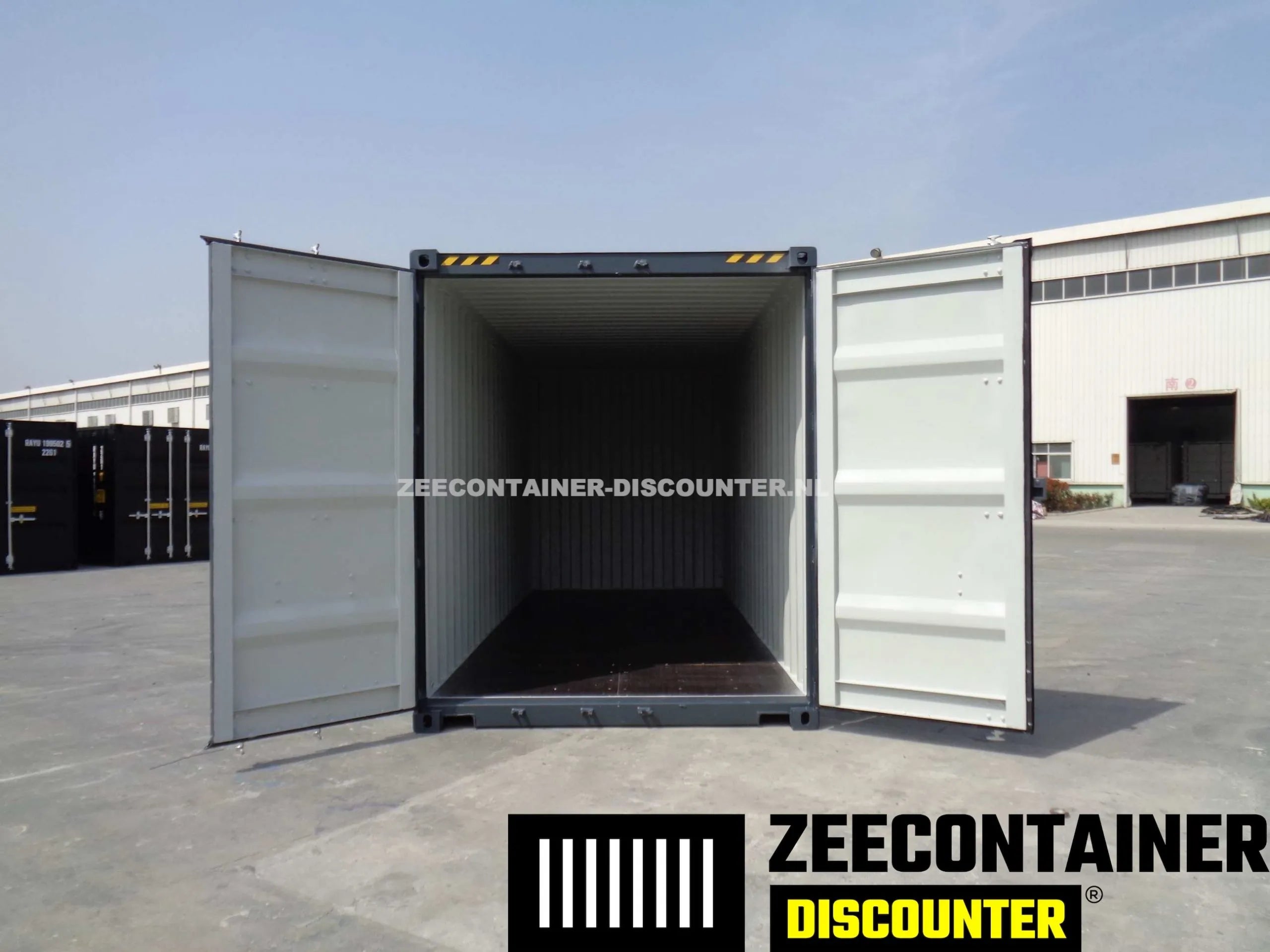 20ft High-Cube Zeecontainer – RAL 7016 Antracietgrijs – Nieuw (CSC) Zeecontainer Discounter