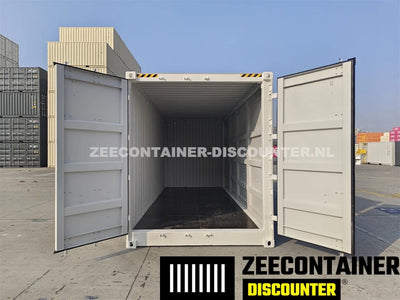 20ft High-Cube Open-Side Zeecontainer (HC-FSA) – RAL 9010 Wit – Nieuw (CSC) - Zeecontainer Discounter