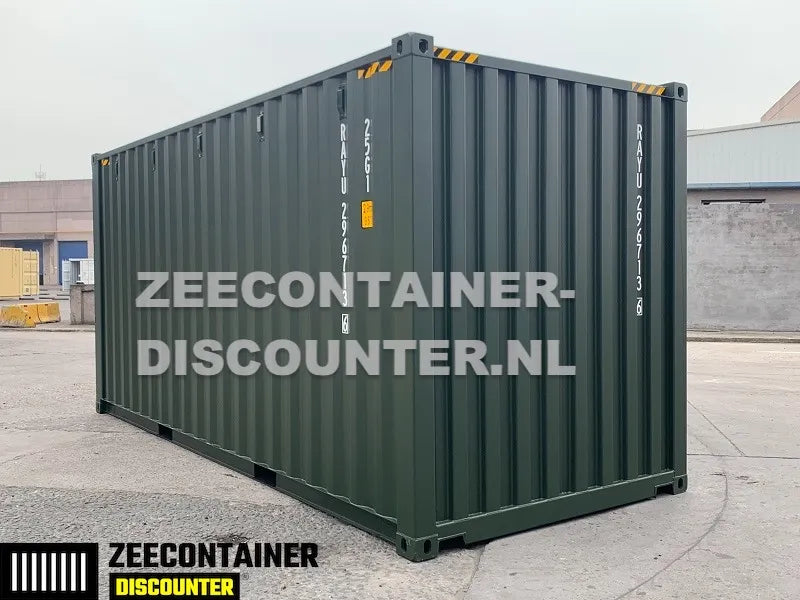 20ft High-Cube Zeecontainer – RAL 6007 Groen – Nieuw (CSC) - Zeecontainer Discounter