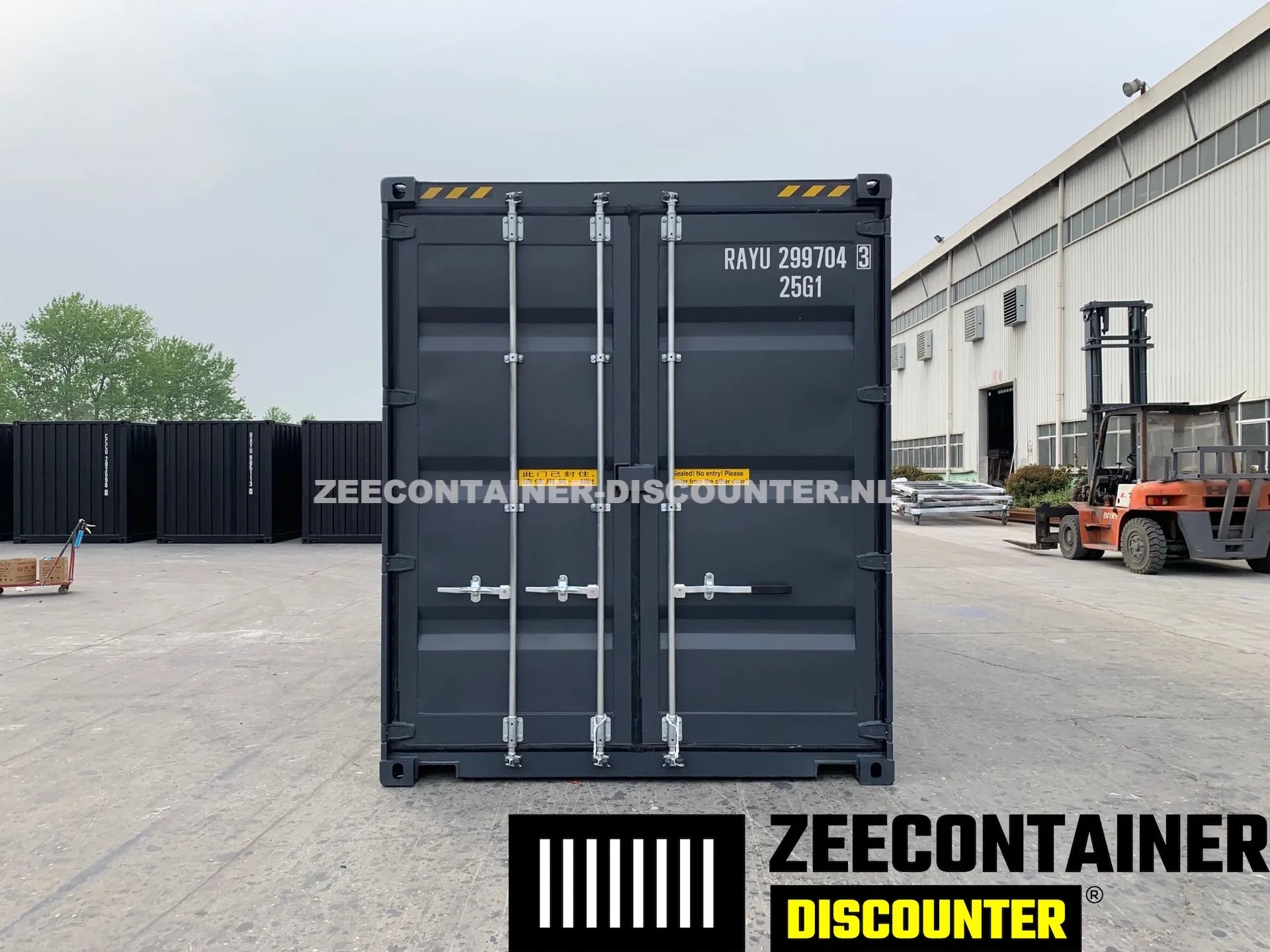20ft High-Cube Dubbeldeurs Zeecontainer  – RAL 7016 Antracietgrijs – Nieuw (CSC) Zeecontainer Discounter
