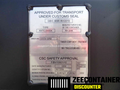 20ft Dubbeldeurs Zeecontainer  – RAL 9005 Zwart – Nieuw (CSC) Zeecontainer Discounter