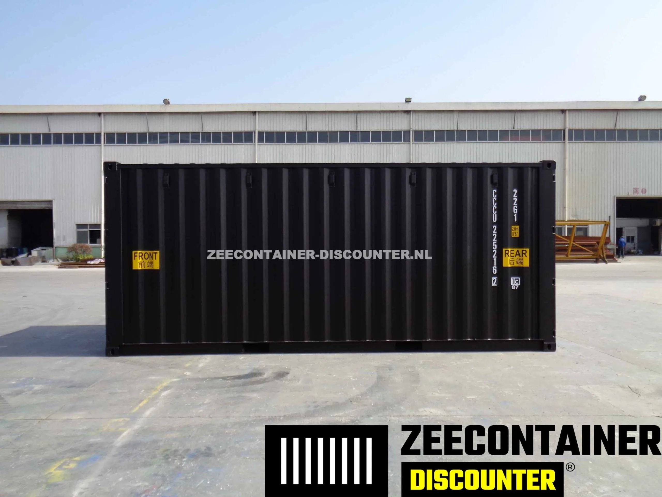 20ft Dubbeldeurs Zeecontainer  – RAL 9005 Zwart – Nieuw (CSC) Zeecontainer Discounter