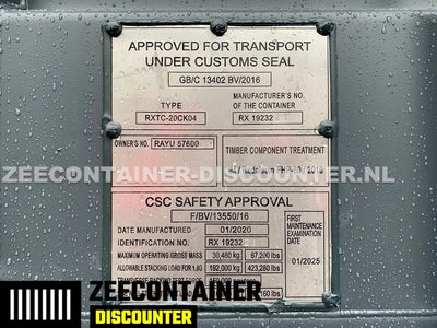 20ft Open-Side (FSA) Zeecontainer  – RAL 7016 Grijs – Nieuw (CSC) Zeecontainer Discounter