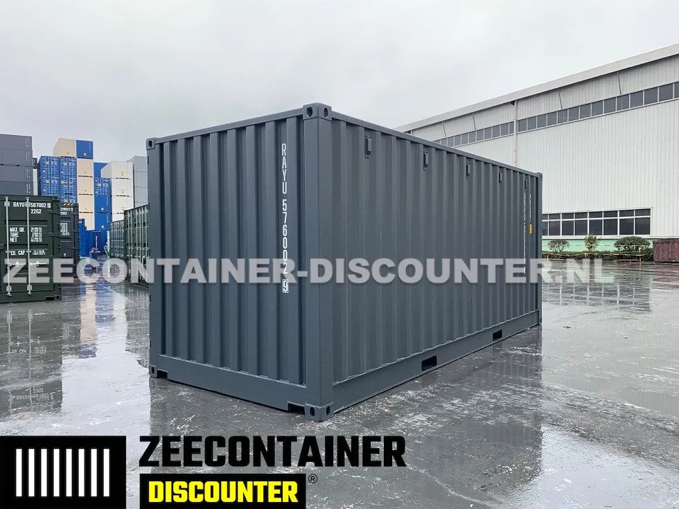 20ft Open-Side (FSA) Zeecontainer  – RAL 7016 Grijs – Nieuw (CSC) Zeecontainer Discounter