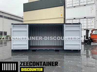 20ft Open-Side (FSA) Zeecontainer  – RAL 9005 Zwart – Nieuw (CSC) - Zeecontainer Discounter