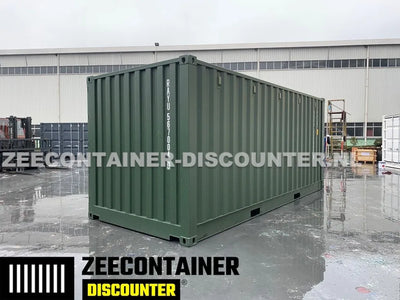 20ft Open-Side (FSA) Zeecontainer  – RAL 6007 Groen – Nieuw (CSC) - Zeecontainer Discounter