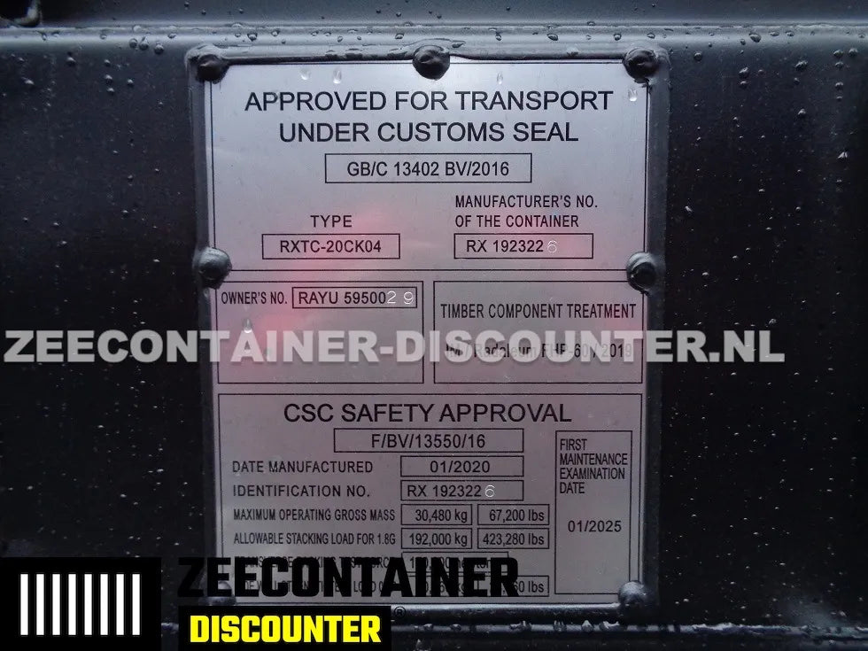 20ft Open-Side (FSA) Zeecontainer  – RAL 9005 Zwart – Nieuw (CSC) - Zeecontainer Discounter