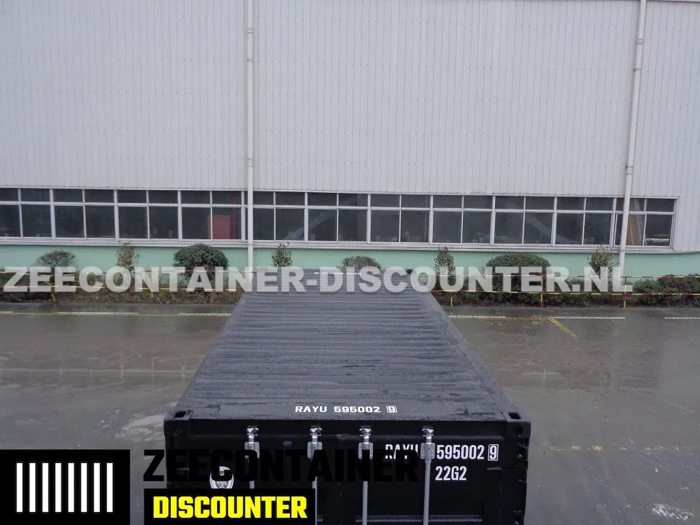 20ft Open-Side (FSA) Zeecontainer  – RAL 9005 Zwart – Nieuw (CSC) - Zeecontainer Discounter