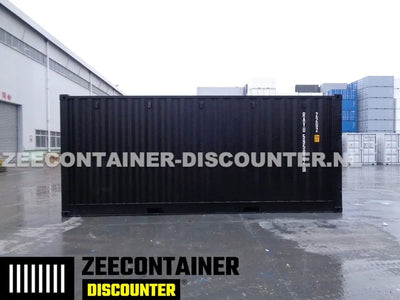 20ft Open-Side (FSA) Zeecontainer  – RAL 9005 Zwart – Nieuw (CSC) - Zeecontainer Discounter