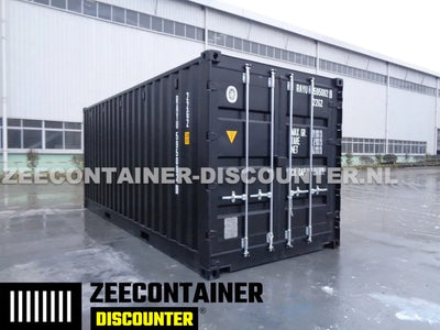 20ft Open-Side (FSA) Zeecontainer  – RAL 9005 Zwart – Nieuw (CSC) - Zeecontainer Discounter