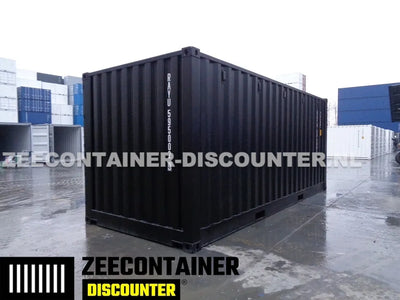 20ft Open-Side (FSA) Zeecontainer  – RAL 9005 Zwart – Nieuw (CSC) - Zeecontainer Discounter