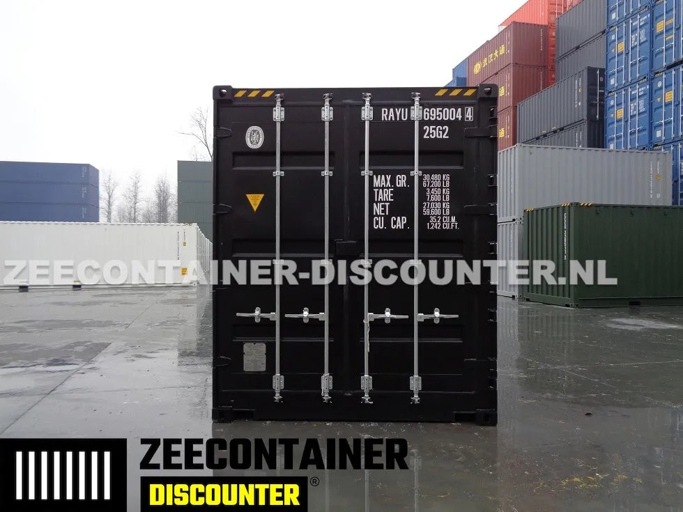 20ft High-Cube Open-Side Zeecontainer (HC-FSA) – RAL 9005 Zwart – Nieuw (CSC) - Zeecontainer Discounter