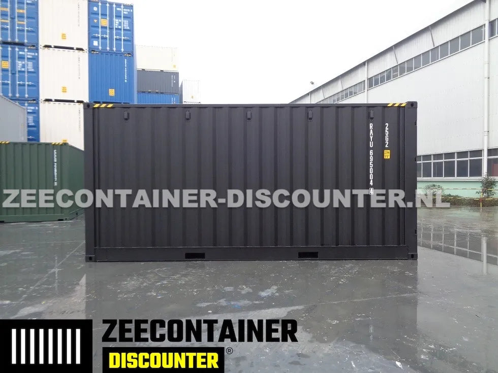20ft High-Cube Open-Side Zeecontainer (HC-FSA) – RAL 9005 Zwart – Nieuw (CSC) - Zeecontainer Discounter