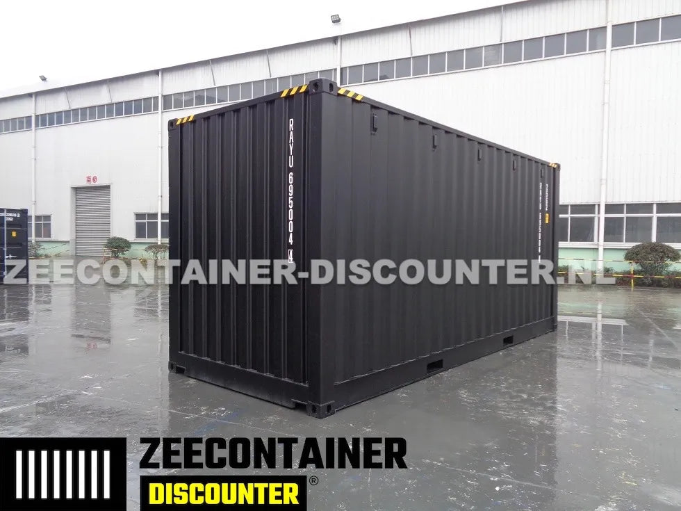20ft High-Cube Open-Side Zeecontainer (HC-FSA) – RAL 9005 Zwart – Nieuw (CSC) - Zeecontainer Discounter