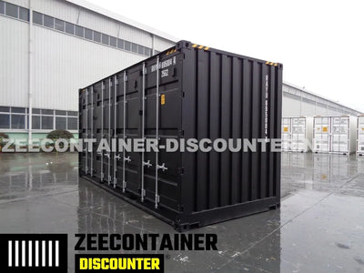 20ft High-Cube Open-Side Zeecontainer (HC-FSA) – RAL 9005 Zwart – Nieuw (CSC) - Zeecontainer Discounter