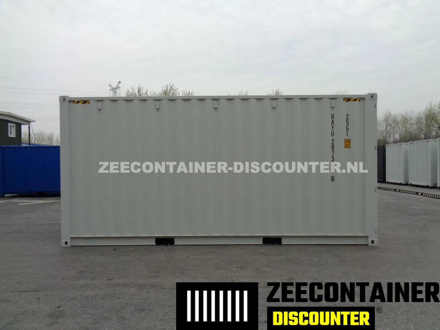 20ft High-Cube Stalen Vloer Zeecontainer – RAL 9010 Wit – Nieuw (CSC) - Zeecontainer Discounter