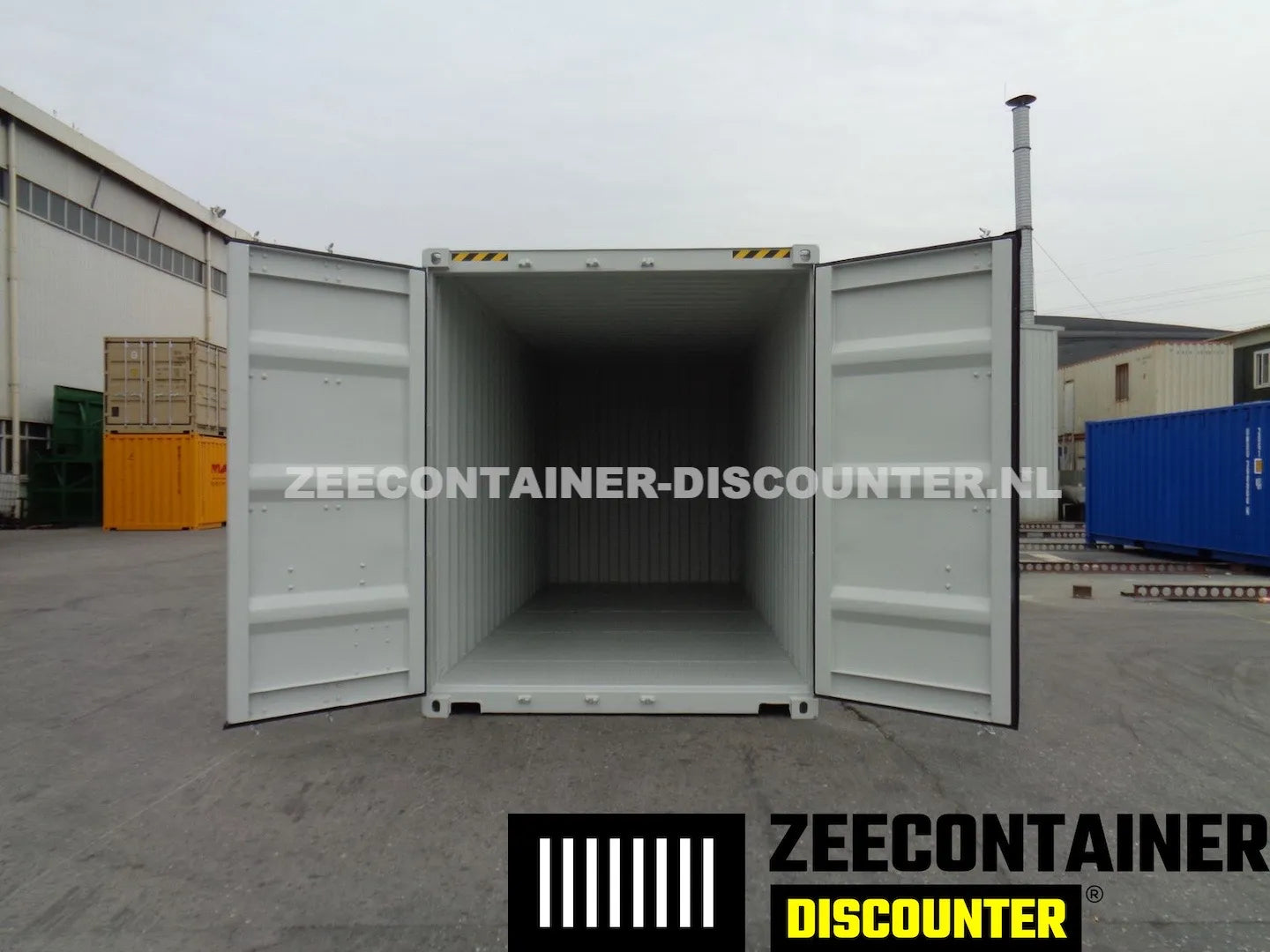 20ft High-Cube Stalen Vloer Zeecontainer – RAL 9010 Wit – Nieuw (CSC) - Zeecontainer Discounter